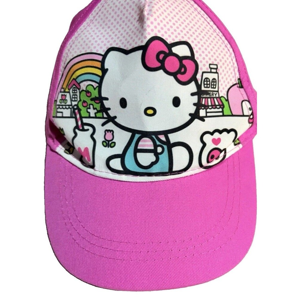 Hello Kitty Sanrio Hat Girls Adjustable Pink Baseball Cap Rainbow 2023 Cute Core